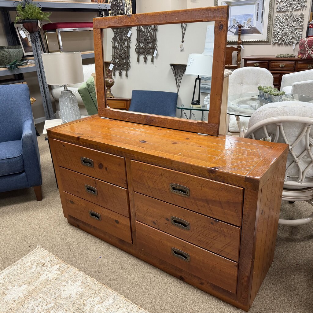 Wood Dresser w/Mirror