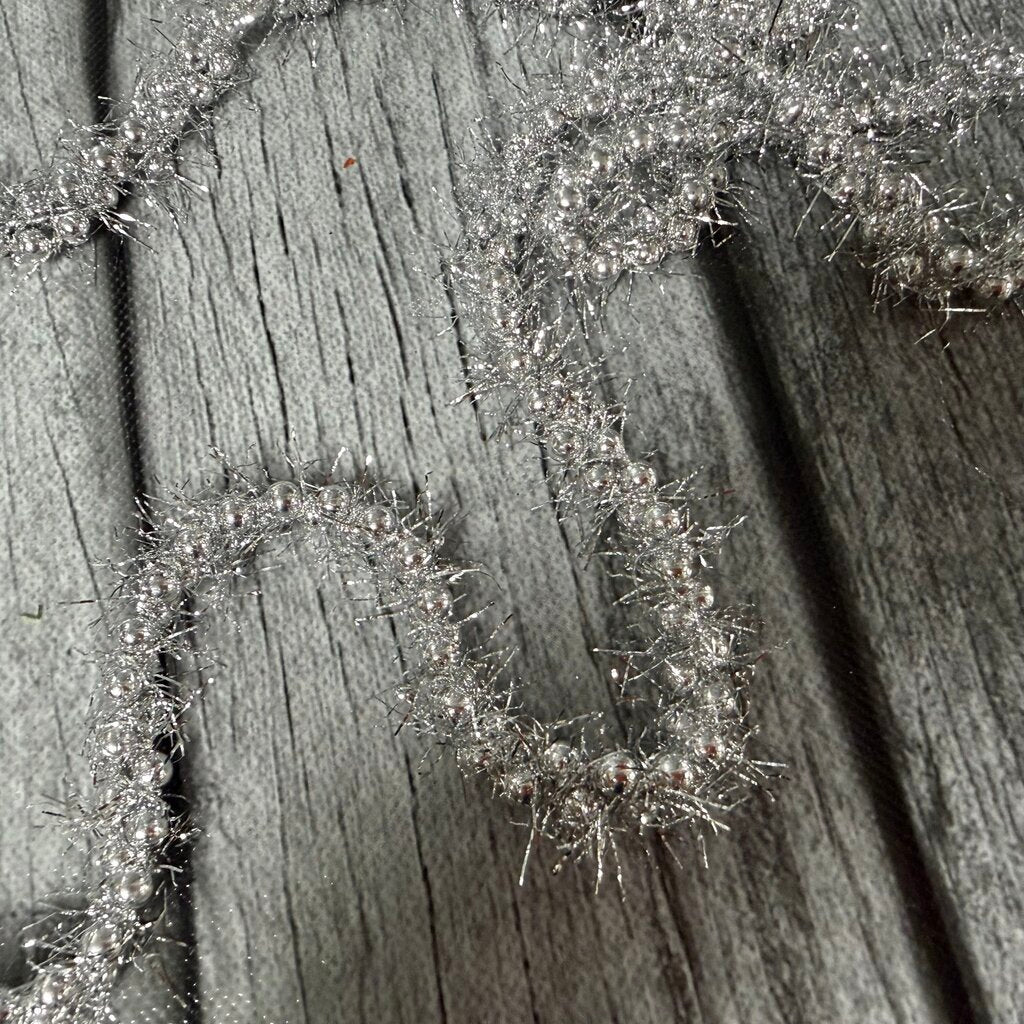 9' Silver Tinsel Bead Garland