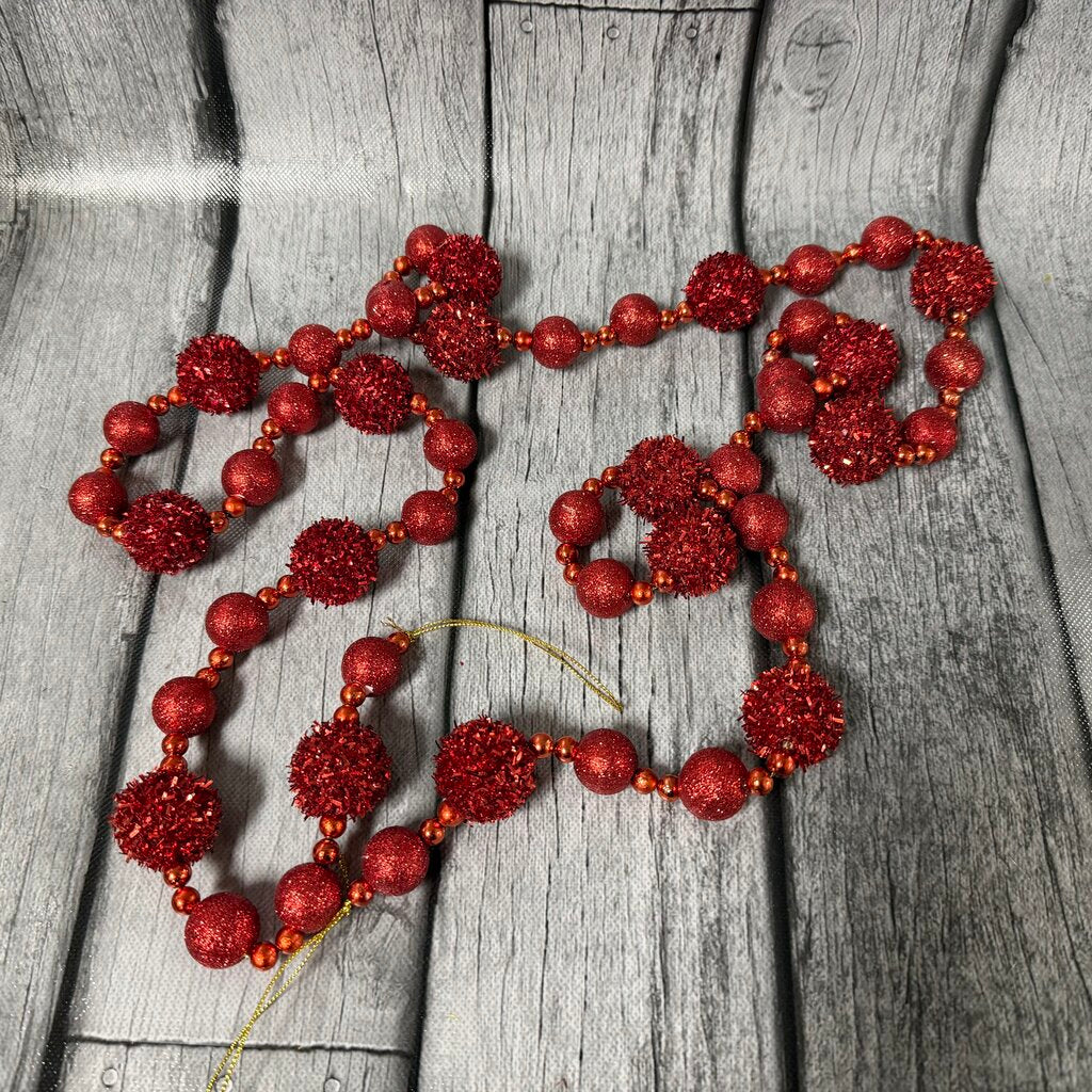 6' Red Mica Bead Garland