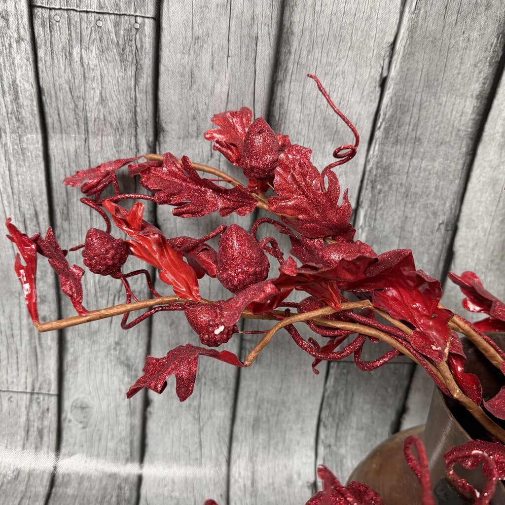 Set/3 Glittered Oak Leaf Branches w/Acorns