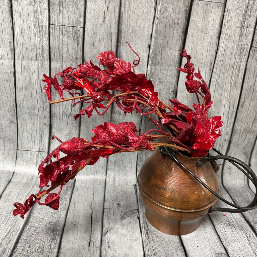 Set/3 Glittered Oak Leaf Branches w/Acorns