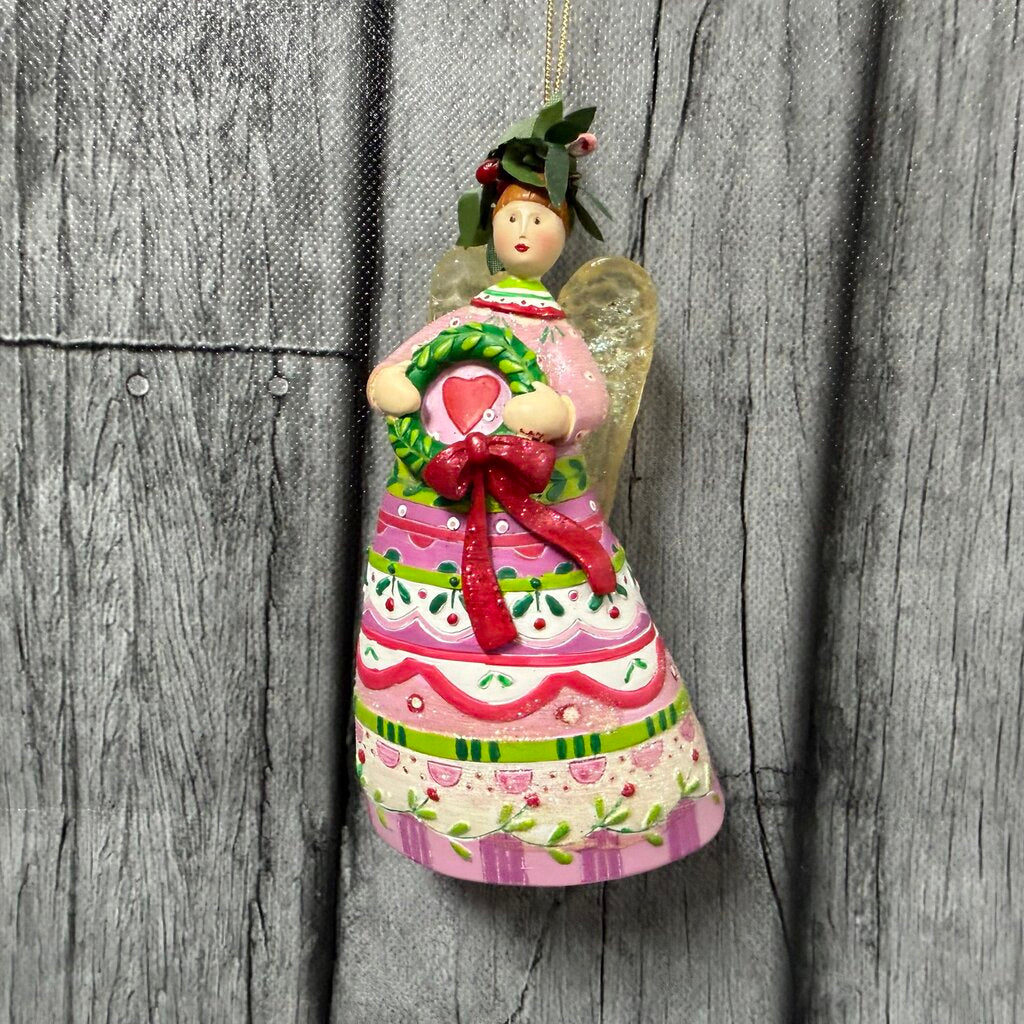 Folk Art Fairy w/Wreath Ornament