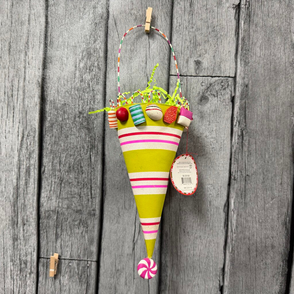 Glitterville Pink & Green Party Hat Decor