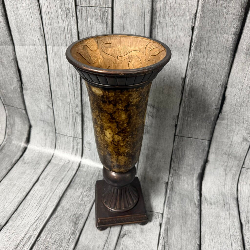 Tall Marbled Bronzed Vase