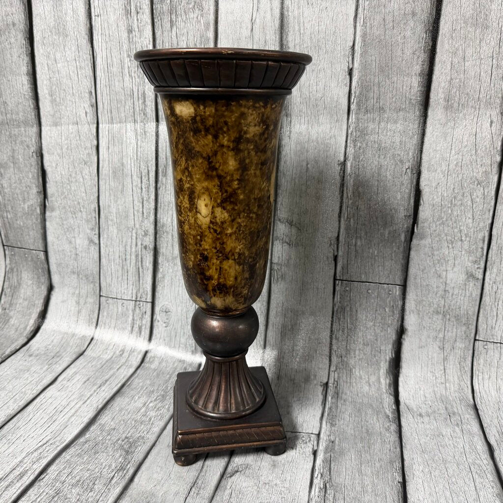 Tall Marbled Bronzed Vase