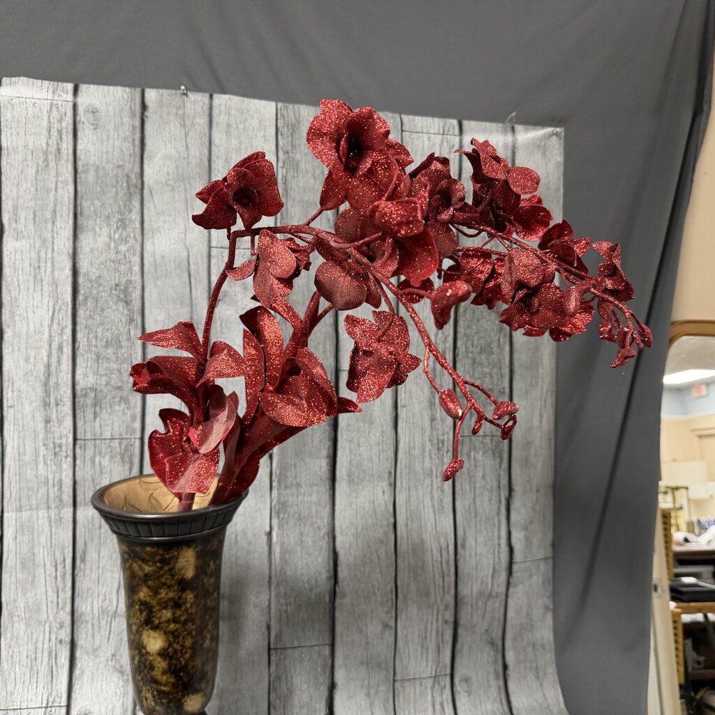 Set/3 Glittered Red Floral Stems