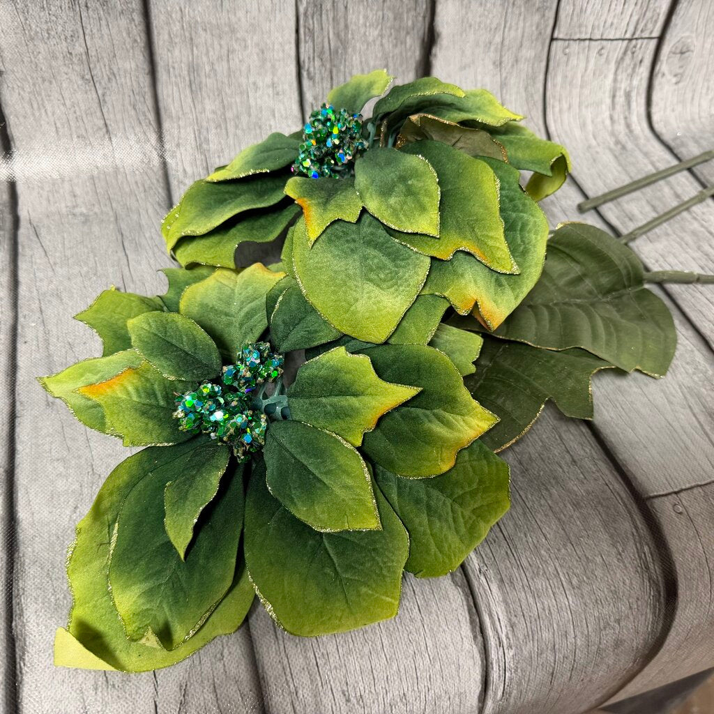 Set/2 Green Poinsettia Stems