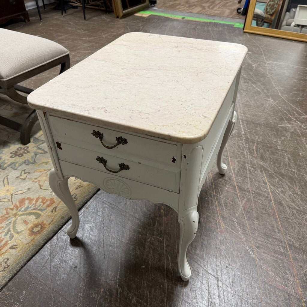 Marble Top French Provincial Nightstand