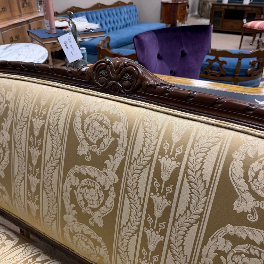 Louis XVI Style Upholstered Carved Walnut Salon Settee