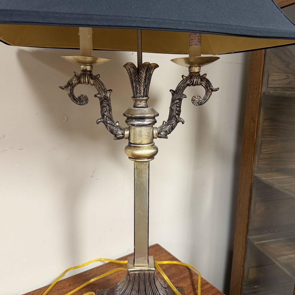 Gold Buffet Lamp w/Black Shade