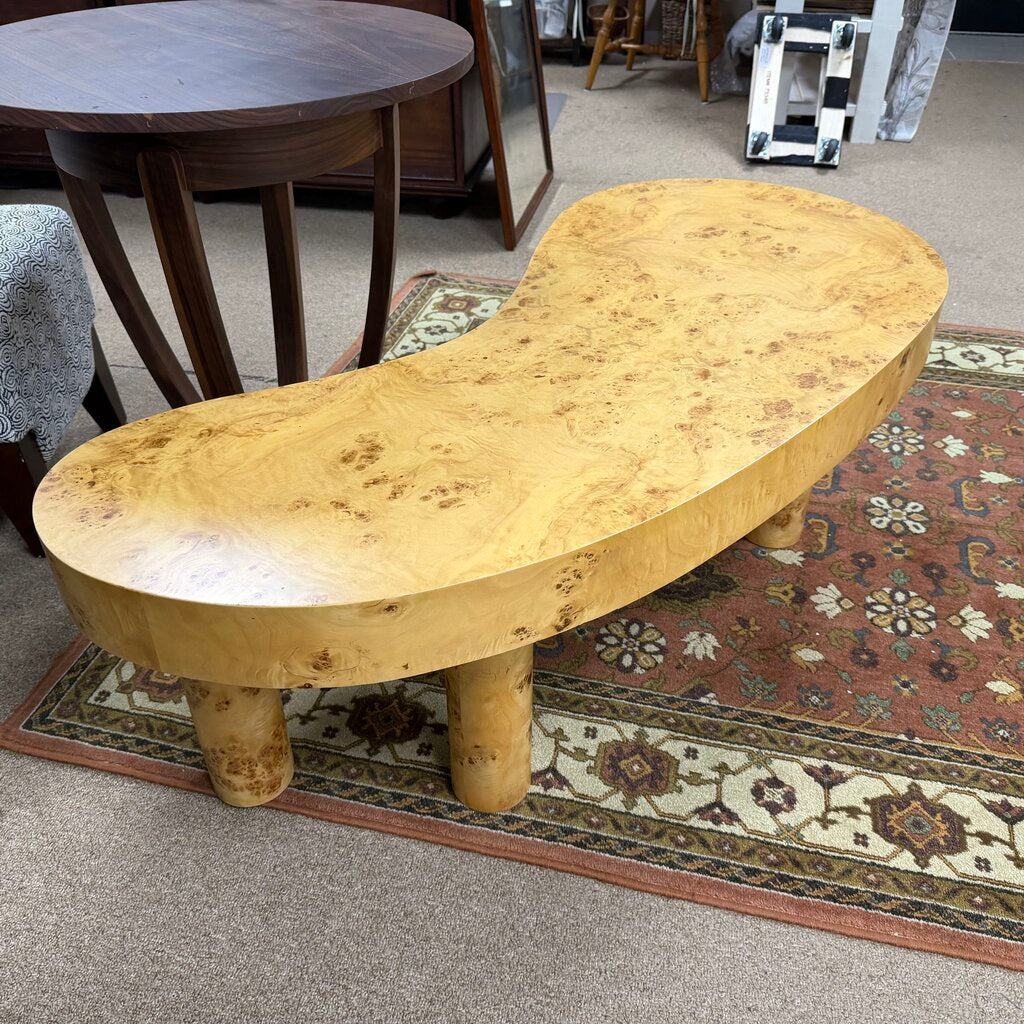 *NEW* Mappa Burl Veneer Kidney Shaped Coffee Table