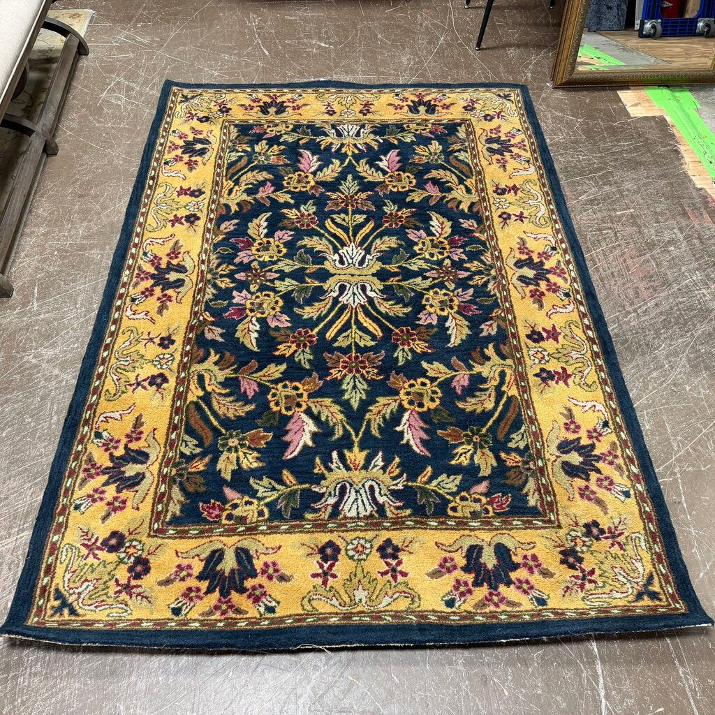Navy Floral Rug