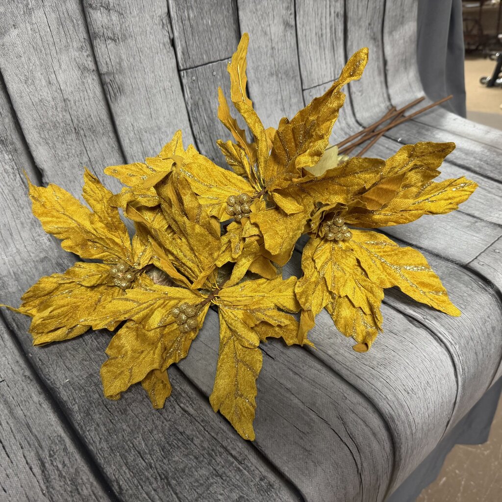 Gold Poinsettia Stems Bundle