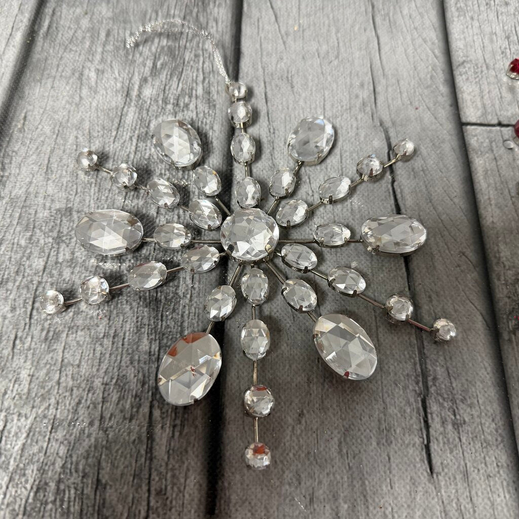 Silver Gem Metal Snowflake Ornament