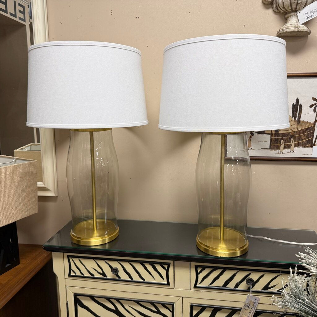 Pair Contemporary Glass Table Lamps