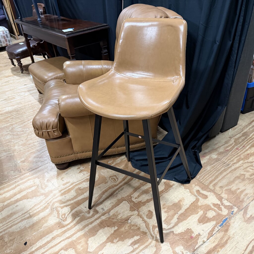 Faux Leather + Metal Bar Stool