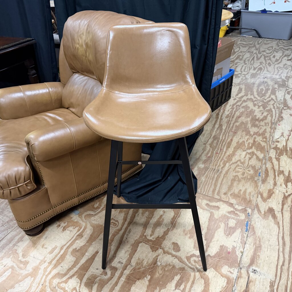 Faux Leather + Metal Bar Stool