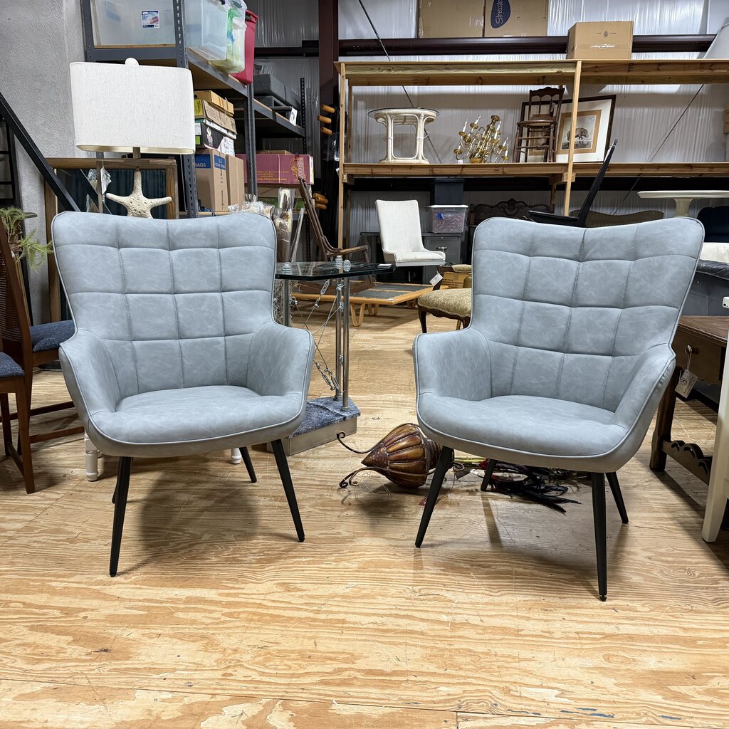 Pair Faux Leather Side Chairs