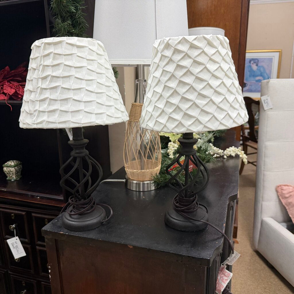 Pair Small Metal Lamps