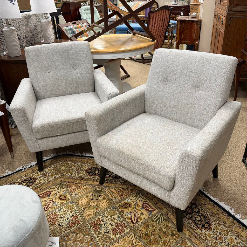 Pair Tweed Style Accent Chairs
