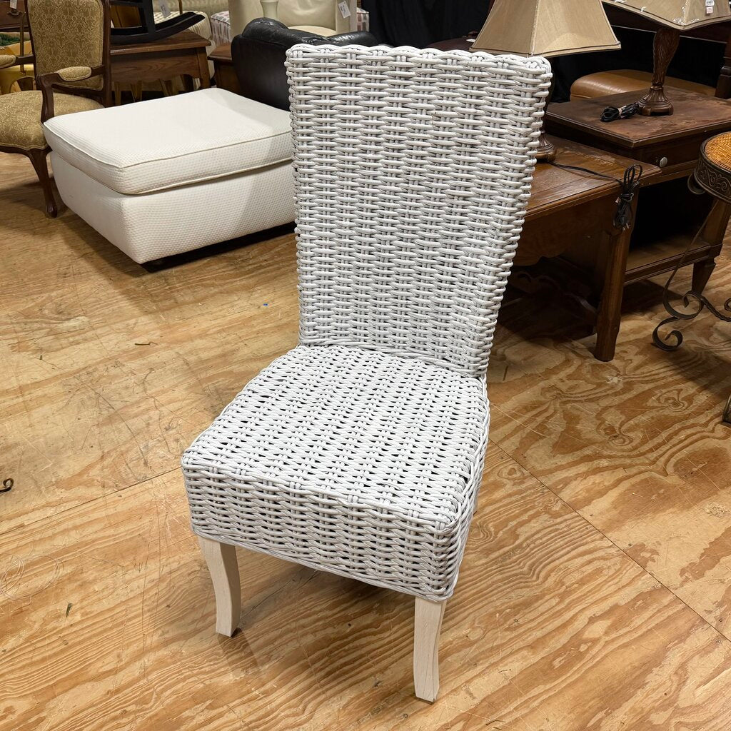 White Wicker Side Chair