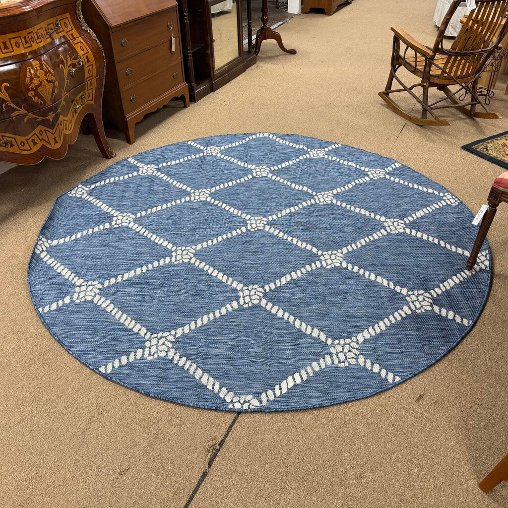 *NEW* Seaside Collection Round Navy + White Rope In/Out Rug