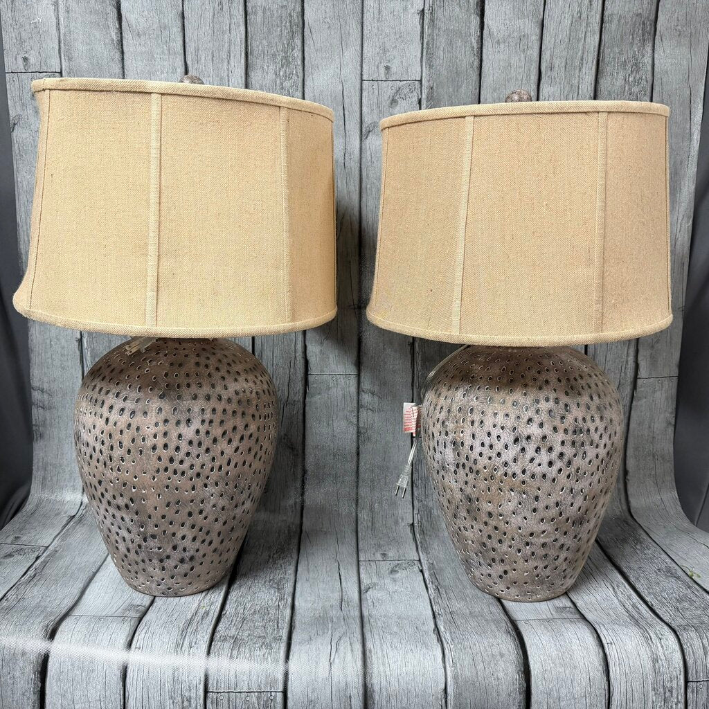 Pair Stone Look Lamps