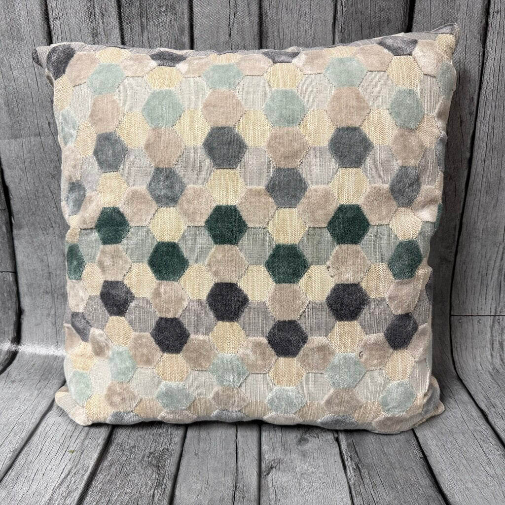 Down Filled Velvet Hexagon Pattern Pillow