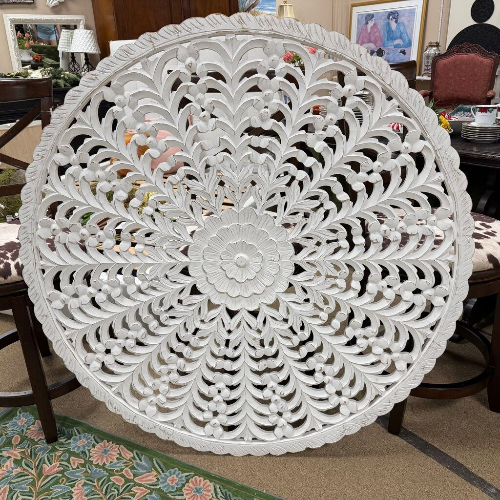 Carved Wood Floral Mandala Wall Decor