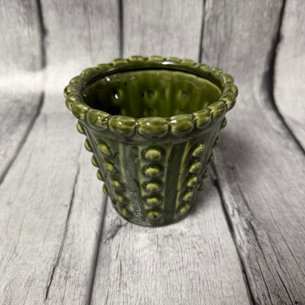 *NEW* Green Ceramic Hobnail Planter