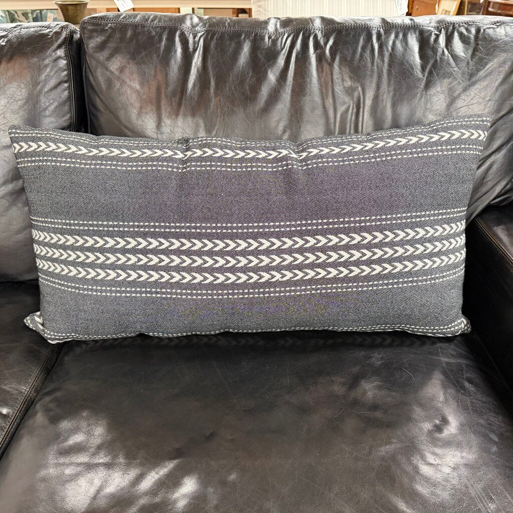 In/Out Grey Denim Chevron Lumbar Pillow