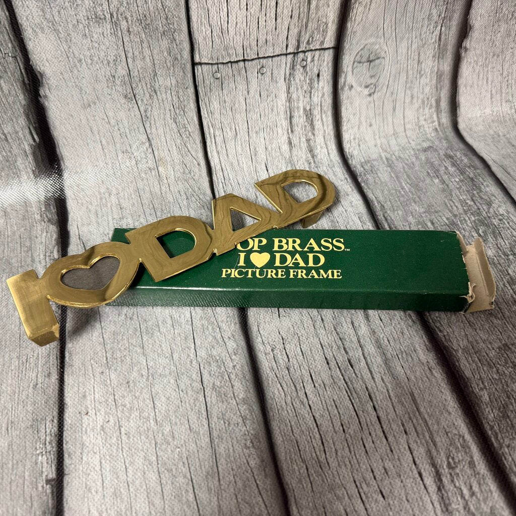 Vintage Brass I Heart Dad Picture Frame