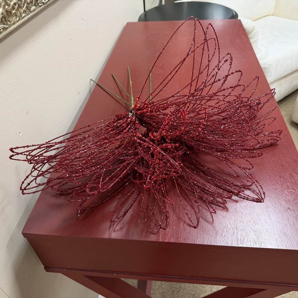 Red Beaded Floral Stems Bundle