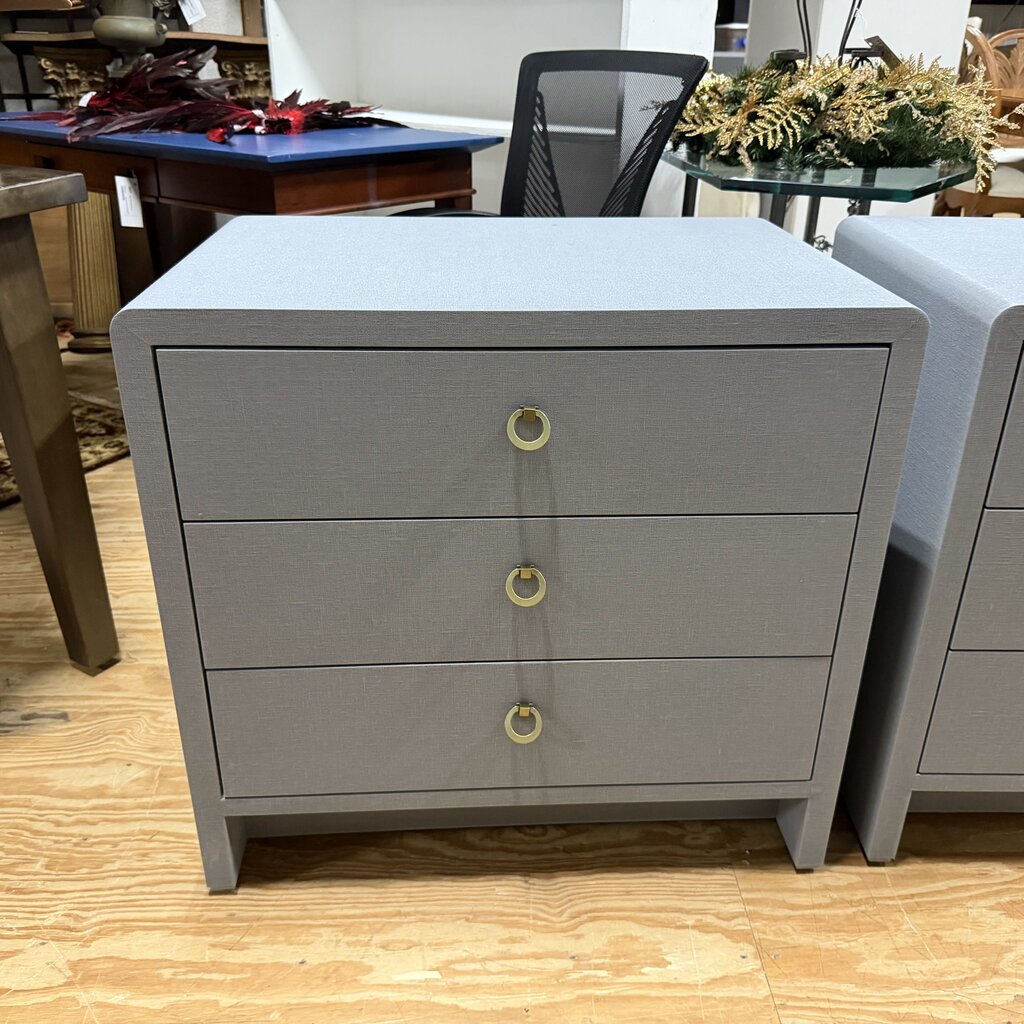 *NEW* Pair Bryant Linen 3-Dr Side Tables