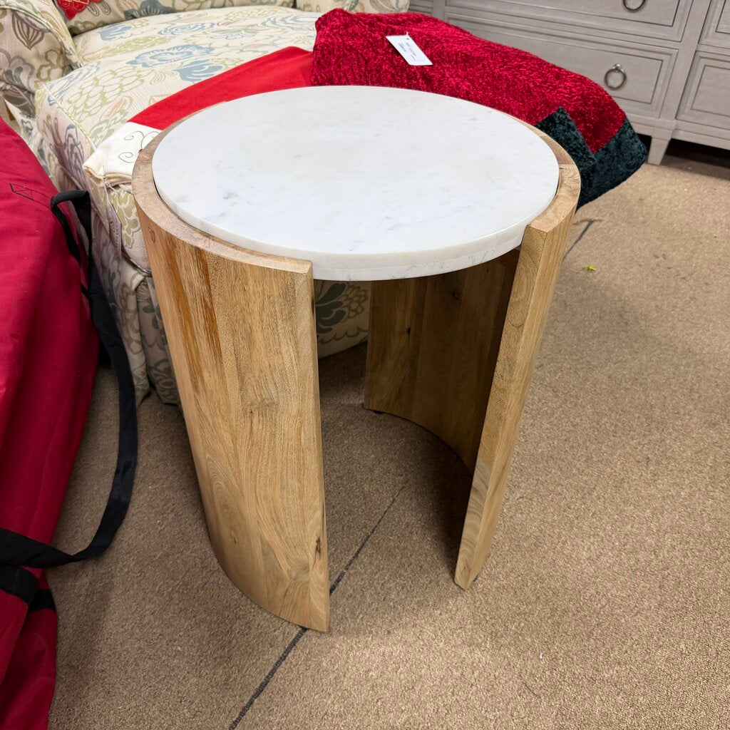 *NEW* Round Wood + Marble Side Table