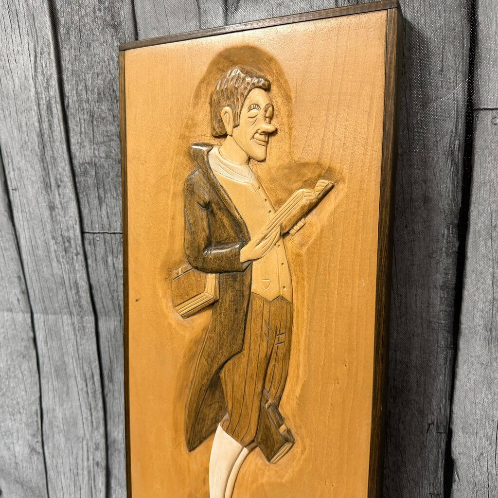 Signed Wood Carving Wall Decor