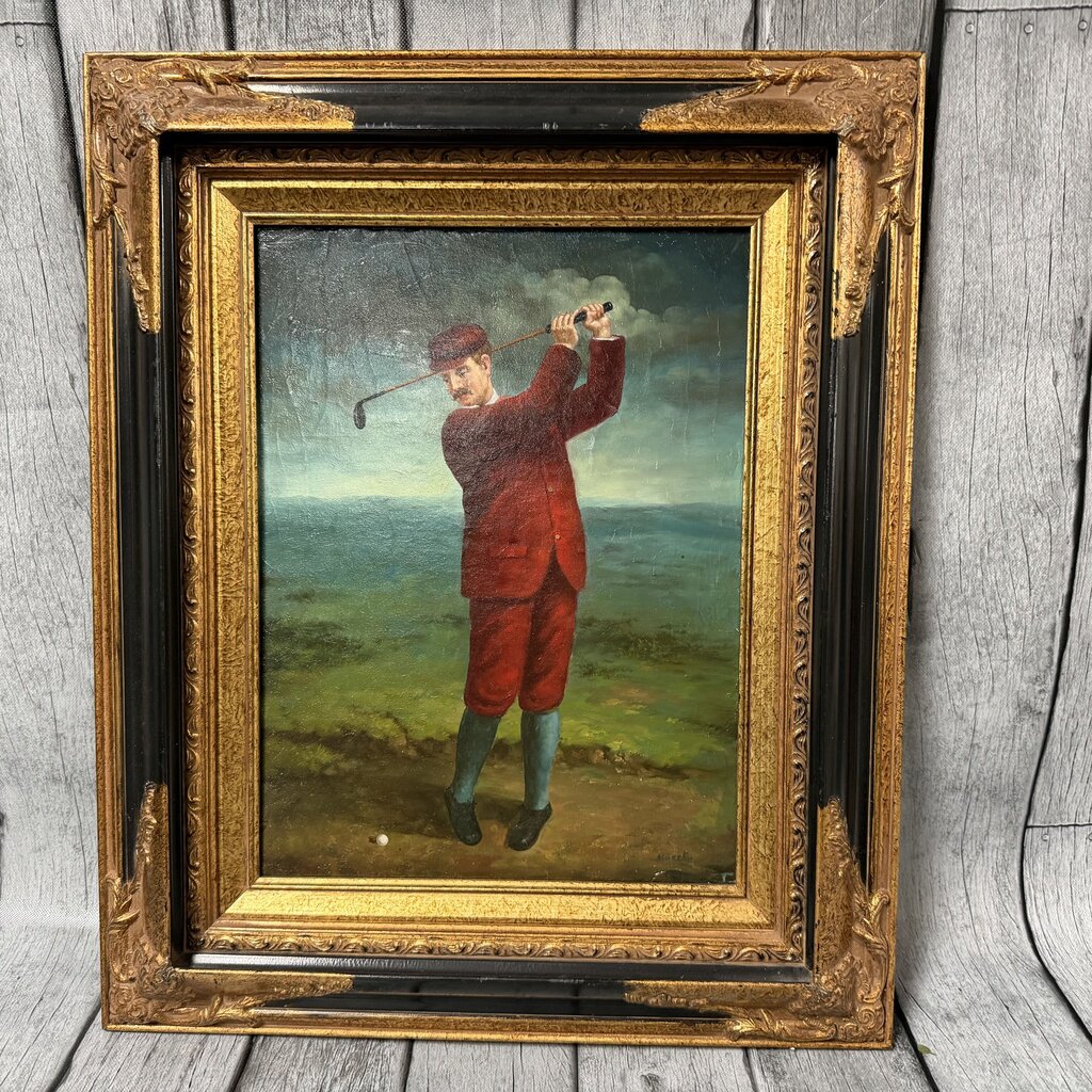 Vintage Golfer Painting