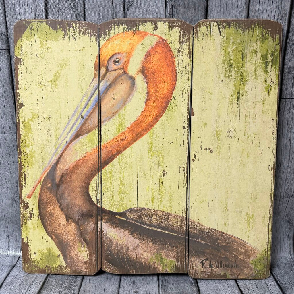 Pelican on Wood Boards